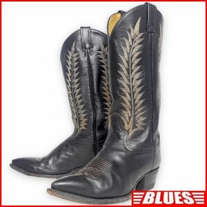  prompt decision *Tony Lama*25cm leather western boots Tony Lama men's 7EE black original leather kau Boy boots real leather long boots pekos heel 