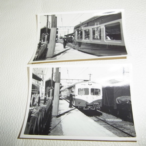■希少 昭和30年代（1955年）美品！飯田線『宮田駅（みやだ）』撮影 モハ３１０１ モノクロ写真 2枚 縦65ｍｍ、横91ｍｍ