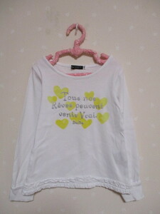 # Bebe BeBe # pretty hem frill long sleeve T shirt 110cm eggshell white 