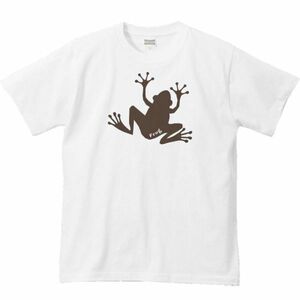 カエル（蛙）シルエット/半袖Ｔシャツ/メンズS/白・新品・メール便 送料無料
