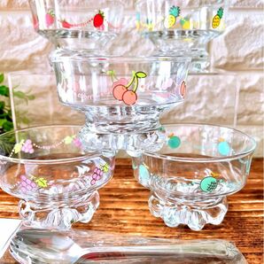 【SASAKI GLASS】アイスクリームカップ フルーツデザイン アソート５個セット 東洋佐々木ガラス