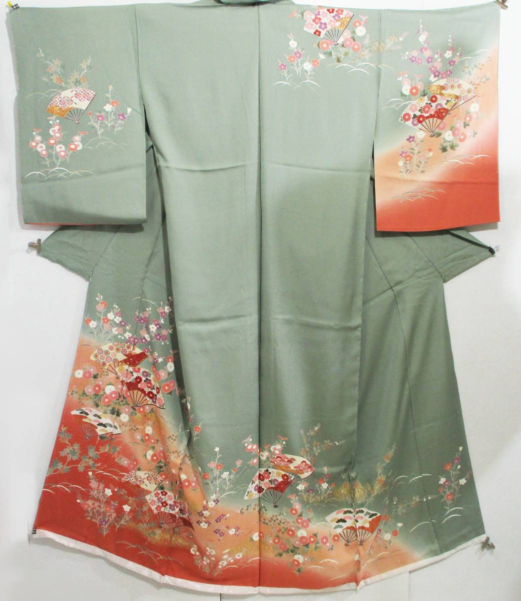 No.352 着物 正絹 小紋 着尺 反物 未仕立 新品未使用-