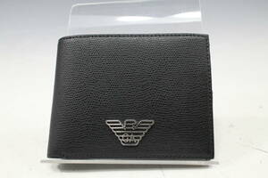 美品【エンポリオアルマーニ/EMPORIO ARMANI本物】2つ折り財布/レザー/ブラック【V497M