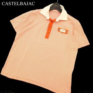 CASTELBAJAC カステルバジャック 春夏 ロゴワッペン★ 半袖 ボーダー ポロシャツ Sz.3　メンズ オレンジ ライカ 日本製　C3T03646_4#A