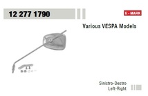 RMS 12277 1790 社外 バックミラー 汎用ET3/P/PX(ドラムブレーキ) 左右共用 メッキ 金具付き 扇型 1本_画像1