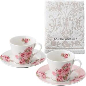  Laura Ashley rose pair coffee cup & towel set *NO344