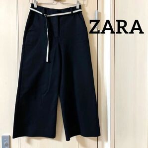 ZARA ベルト付き　クロップド　ワイドパンツ