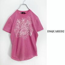 ディースクエアード　レディース　半袖　プリントTシャツ　ダメージ加工　イタリア製　Sサイズ　ピンク_画像1