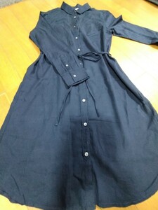 ・即決　中古美品　紺薄手チュニックシャツ（M)