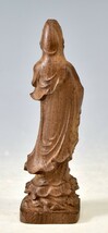 【彫刻】「木彫　観音像」 仏像 仏教美術 立像 木製 中国美術 唐物 高14.6cm y92269638_画像4