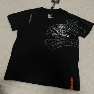 新品　スタッズ　ドクロ　スカル　半袖Tシャツ　140 ブラック　前後カッコイイ！