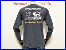 即決! 良品 日本製 Pherrow's STORMYBLUE フェローズ 長袖Tシャツ メンズS_画像1
