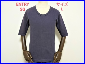 即決! 良品! ENTRY SG エントリーSG ハロファイブ 丸胴タイプ Uネック 5分袖Tシャツ メンズL (38-40)