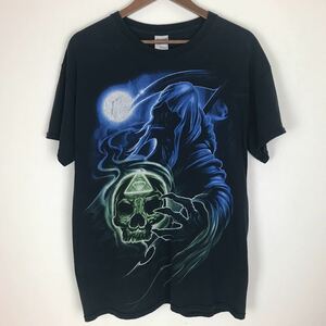 《送料込み》00s 死神 スカル プリントTシャツ サイズL アメカジ 古着