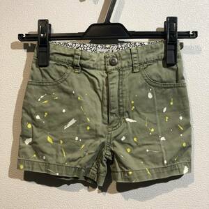 X-girl first stage Splash paint shorts olive green 4T 100cm / short pants 