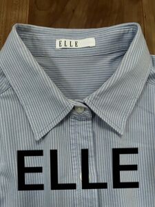 ELLE エル　シャツ　ブラウス　縦縞　ブルー　38サイズ レディース