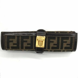 FENDI Fendi Zucca tube type pouch case case tea color unused storage goods M10245