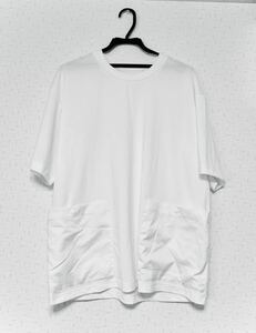GU ジーユー ドライユーティリティポケットビッグT(5分袖) ホワイト00 WHITE MEN Lサイズ 腰ポケット　夏に手ぶら　Tシャツポケット カラ
