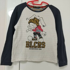 【送料無料】 BLUE CROSS ブルークロス 長袖Tシャツ SS(130)サイズ 男の子 白 ネイビー ボーダー キャラクター ハック 綿100