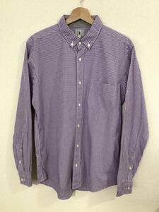 TK Takeo Kikuchi button down shirt silver chewing gum check long sleeve shirt purple select men's brand old clothes 