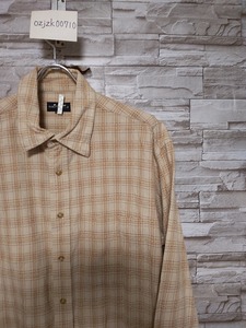 men's E183 SIMPLE LIFE シンプルライフ チェック柄 長袖 シャツ L ベージュ系