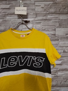 men's E314 Levi's リーバイス ロゴ プリント 半袖 Tシャツ S イエロー/ブラック/ホワイト