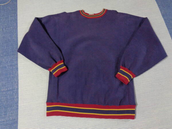 L/目無し/トリコ刺繍タグ/1990/90s/チャンピオンChampion/リバースウィーブ/リブライン/ビンテージ/トレーナー/スウェット/パープル