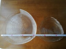 北欧 三角形 硝子 プレート 3枚 大皿 中皿 2サイズ ビンテージ ストライプ 渦 ガラス 気泡 triangle stripe glass dish antique 送料込み_画像8