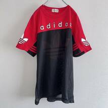90s デサント製 adidas アディダス Tシャツ 赤×黒 L_画像2