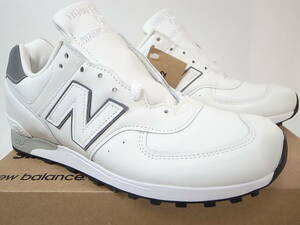 【送料無料 即決】NEW BALANCE UK製 M576WWL 26cm US8 新品オールレザー白ホワイトWHITE LEATHERスムースレザー天然皮革 イギリス製 英国製