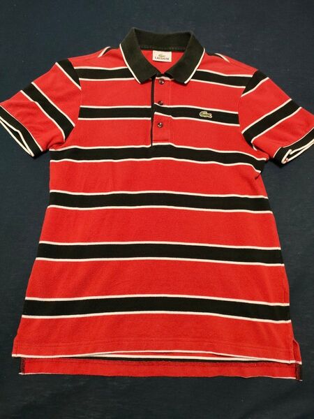 LACOSTE ラコステ ポロシャツ 赤×黒ボーダー