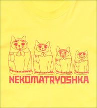 新品 プリントTシャツ/イエロー/ネコマトリョーシカ 猫Tシャツ ねこT レディースMサイズ_画像2