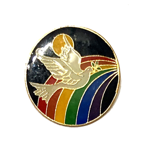 鳩　丸型　LGBT エナメルピン　ビンテージ　送料無料　ピンバッジ　USA 　LOVE&PEACE 70'S