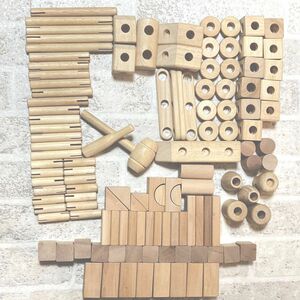 値下げ　知育玩具　トンカチ 木製 おもちゃ 積み木 セット 天然木 120pc 121pc