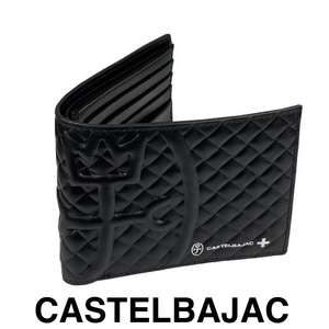  Castelbajac CASTELBAJAC двойной бумажник кошелек для мелочи . нет телячья кожа кошелек для мужчин и женщин type вдавлено . кошелек 047622-3 черный 