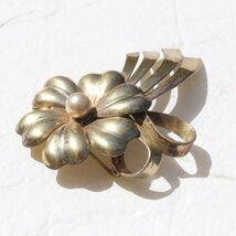 Vintage Brooch ヴィンテージ ゴールド フェイクパール フラワー ブローチ 1960年代頃_画像3