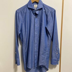 【BRICK HOUSE by Tokyo shirts】ホリゾンタル　ネイビーワイシャツ　スリムフィット　M-84