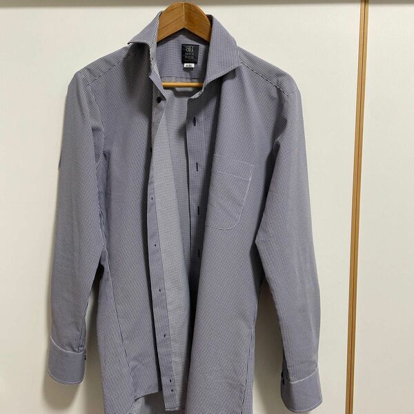 【BRICK HOUSE by Tokyo shirts】ホリゾンタル　ネイビーワイシャツ　スリムフィット　M-84 