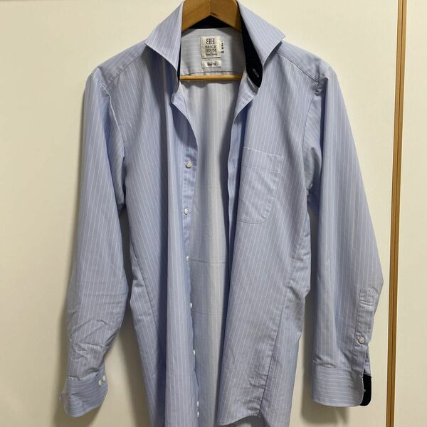 【BRICK HOUSE by Tokyo shirts】ホリゾンタル　ネイビーワイシャツ　スリムフィット　M-84 長袖