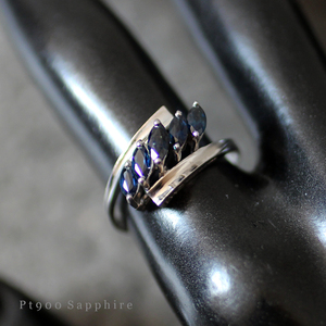 PT 900 Sapphire 0,96 -crt Platinum Vintage Ring № 12 3.9 г дамы