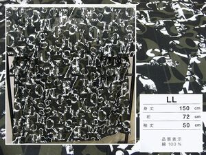 わけあり品　黒色地・アルファペット模様　男性用　綿の変織ゆかた　LL　616　未使用品