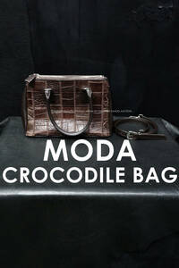 MODA マットクロコダイル 2wayバッグ ショルダーバッグ ハンドバッグ ワニ革 パッチワーク エキゾチックレザー リアルクロコ