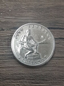 アンティークコイン　アメリカ領フィリピン　1937年　5センタボ硬貨　AF5C0405