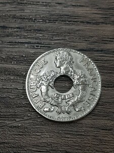 アンティークコイン　フランス領インド　1938年　5セント硬貨　FI5C0413