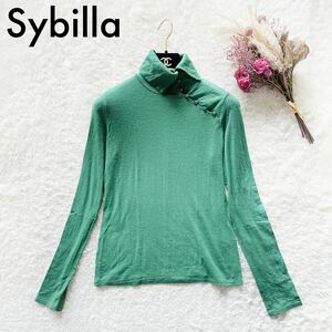 美品 シビラ Sybilla ニット 薄手 レディース 春夏 緑 グリーン Mサイズ　O32315-94