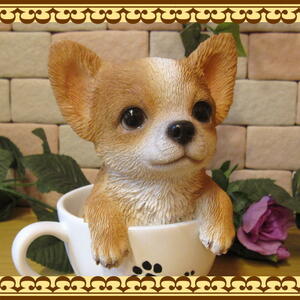  chihuahua ornament tea cup dog A type real . dog. objet d'art ... figure gardening dog. interior front door ceramics 