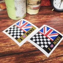 （ゴールド）ミニクーパ― ユニオンジャック チェッカー ステッカー 8cm 1枚 国旗 イギリス mini ドレスアップ かわいい I LOVE MINI_画像4