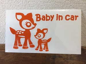 ★在庫整理Sale★■ Baby in car ■　バンビ カッティング　ステッカー ベイビー 赤ちゃん　アニマルシール　オレンジ