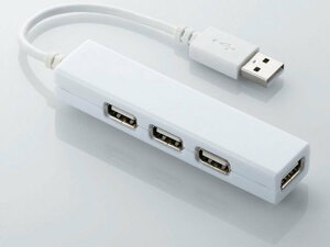 【10個セット】 エレコム USBハブ 2.0対応 4ポート バスパワーホワイト U2H-SS4BWH
