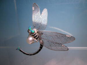 【江月】アンティーク・ダイヤ/オパール/本真珠飾り 蜻蛉のペンダント 8,99g